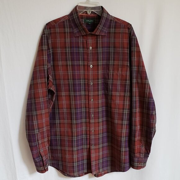 Bobby Jones Other - Bobby Jones - Mens Purple and Brown Plaid Cotton Shirt.  Size XL